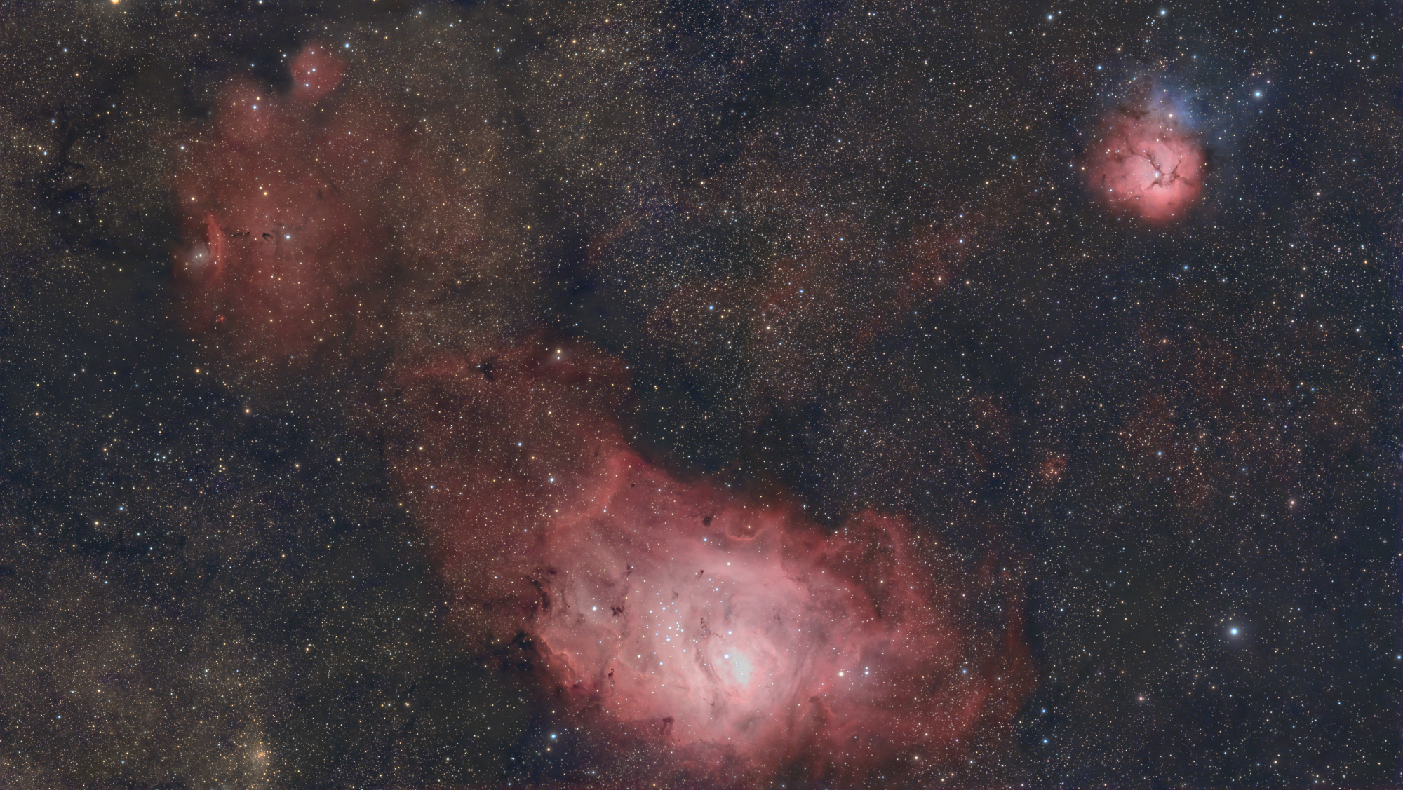 Lagoon (M8) and Trifid (M20) nebulae